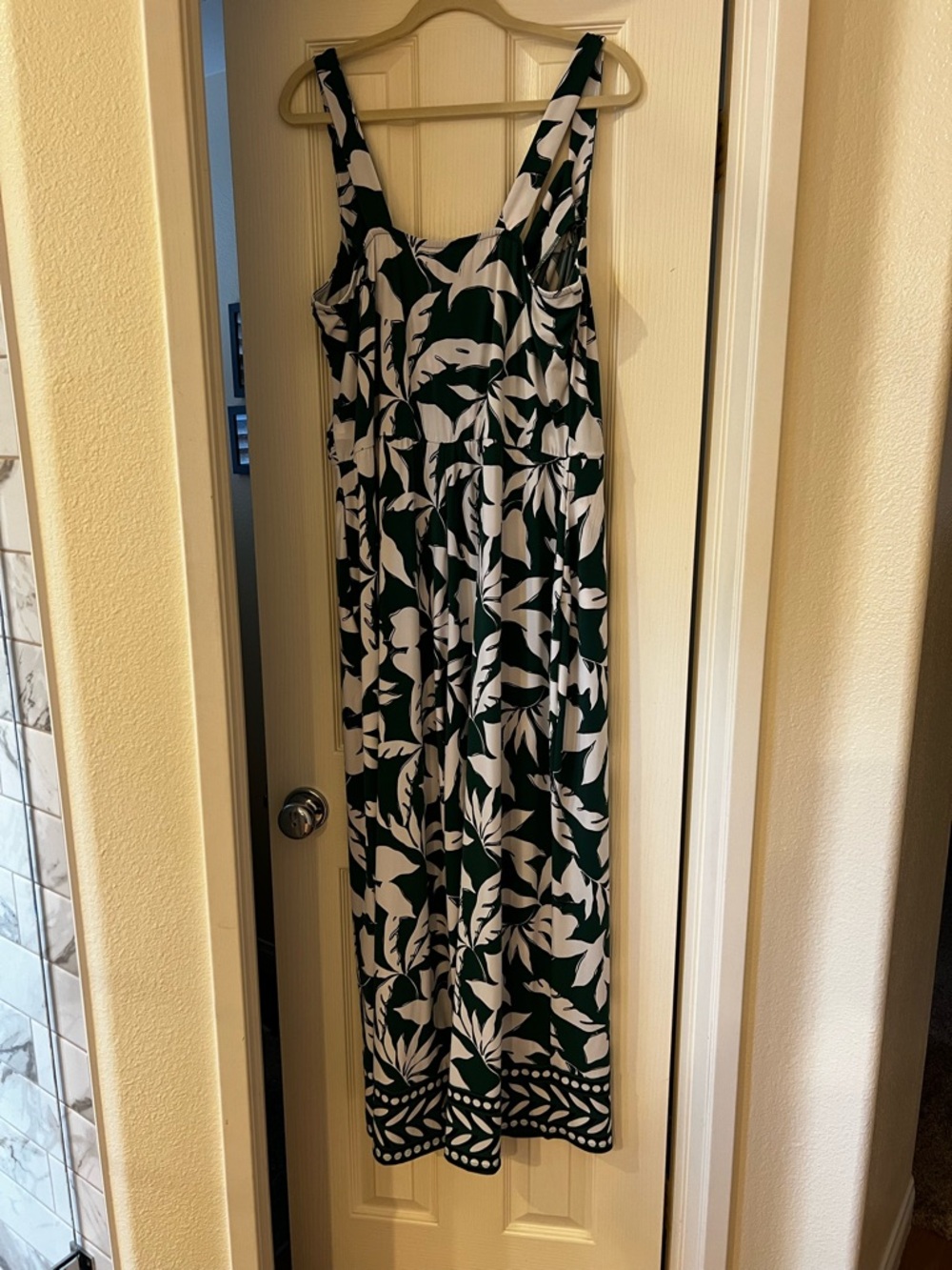 Lane Bryant Emerald Green & White Floral Wide-Leg Jumpsuit - Picture 5 of 5